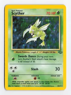 Scyther 10/64 Unlimited Holo Rare Jungle Pokemon Card MP - Image 1