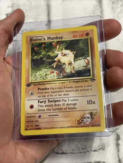 Pokemon 1st Edition Blaine's Mankey 63/132 Gym Challenge LP Pokemon Card WOTC - Image 2