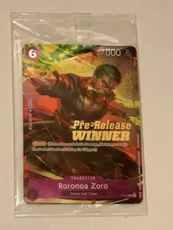 One Piece English Roronoa Zoro Foil Winner Card P-045 - OP06 Pre-Release - Image 1