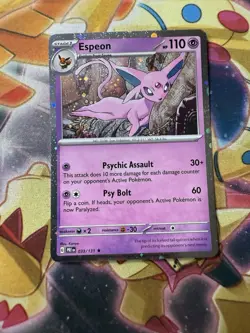 POKEMON ESPEON 033/131 RARE COSMOS HOLO WITH SWIRL PRISMATIC EVOLUTIONS NM CARD - Image 1