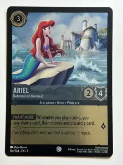 Ariel - Determined Mermaid Cold Foil Fabled 196/204 NM Lorcana Card - Image 1