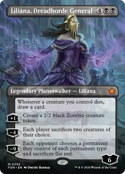 Liliana, Dreadhorde General (Borderless) [Foundations] Foil Near Mint - Image 1