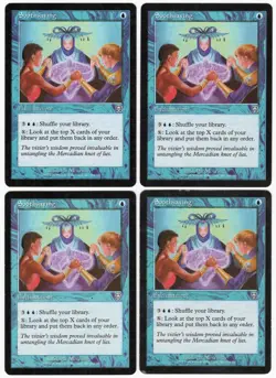 Soothsaying x4 4x 1999 Mercadian Masques PLAYSET Blue Unc Enchantment MTG LP AZ1 - Image 1