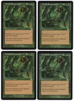 Mythic Proportions x4 4x 2002 Onslaught PLAYSET Green Enchantment MTG NM AZ1 - Image 1