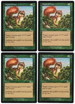 Might of Oaks x4 4x 1999 Urza's Legacy PLAYSET Green Rare Instant MTG NM AZ1 - Image 1