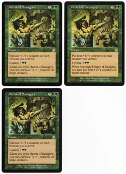 Decree of Savagery x3 3x 2003 Scourge Green Rare Instant MTG NM AZ1 - Image 1