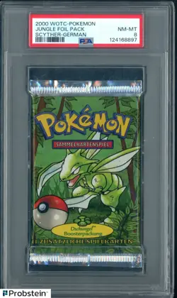 2000 WOTC Pokemon Jungle Foil Pack Scyther Art German PSA 8 NM-MT - Image 1