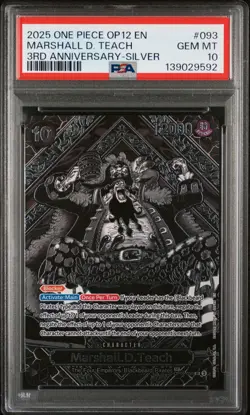 2025 ONE PIECE OP12-LEGACY OF THE MASTER 3RD ANV-SILVER MARSHALL D. TEACH PSA 10 - Image 1