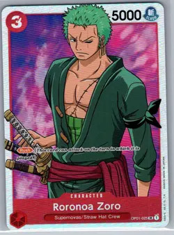 Roronoa Zoro OP01-025 SR English Romance Dawn - One Piece Card - NM - Image 1