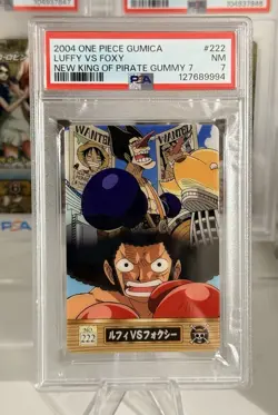 2004 ONE PIECE GUMICA NEW KING OF PIRATE GUMMY 7LUFFY VS FOXY 222 PSA 7 - Image 1