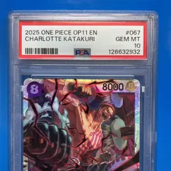 One Piece TCG JPN Charlotte Katakuri PSA 10 A Fist of Divine Speed OP11-067 2025 - Image 2