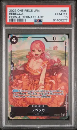 PSA 10 GEM MINT JAPANESE ONE PIECE 2023 REBECCA OP05-091 ALTERNATE ART - Image 1