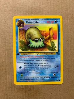 1st Edition Omanyte 52/62 Fossil Set - Common Pokemon Card - NM/Mint - Image 1
