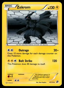 Zekrom 47/114 Black & White Holo Rare Pokemon Card - Image 1