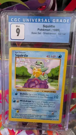 Shadowless Squirtle 1999 Base Set 63/102 Pokemon Card - CGC 9 MINT - Image 1