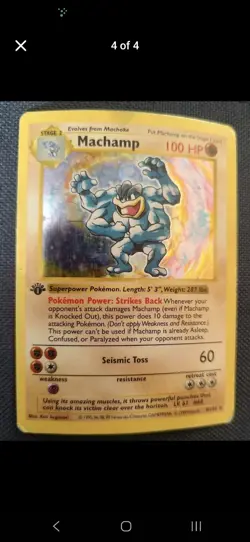 Pokemon Machamp 1st Edition Holo Rare Base Set Card 8/102 100HP WOTC English - Image 1