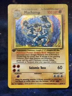 Machamp 8/102 Base Set Holo 1st Edition Holographic Rare Pokemon Card MP HP - Image 4