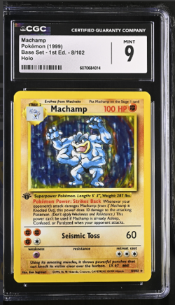 CGC 9 MINT Machamp 1999 Base Set 1st Edition 8/102 Holo Pokemon Card - Image 1