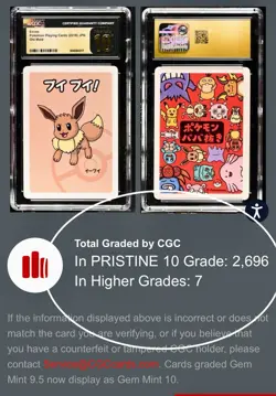 Grade CGC Pristine 10 - Eevee 2019 Pokemon Old Maid Playing Card Japanese Promo - Image 3