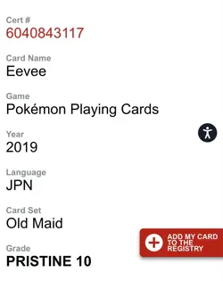 Grade CGC Pristine 10 - Eevee 2019 Pokemon Old Maid Playing Card Japanese Promo - Image 4