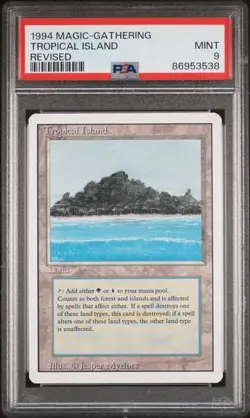 1994 Magic The Gathering MTG Revised Dual Land Tropical Island PSA 9 - Image 1
