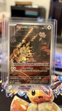 Team Rocket's Meowth 203/182 Destined Rivals Illustration Rare Pokemon TCG NM - Image 1