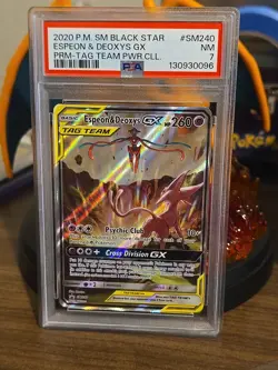 Pokemon TCG Espeon & Deoxys GX SM240 Black Star Promo Holo - Image 1