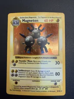 Pokemon - Megneton 9/102 Holo Rare Shadowless - Base Set MP - Image 1