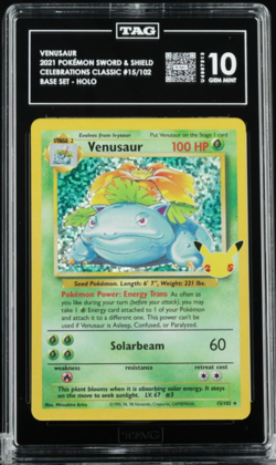 2021 Pokemon Celebrations Classic Collection VENUSAUR - Holo card 15/102 TAG 10 - Image 1