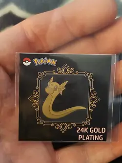 24k Gold Plated Pokemon Dratini Sticker - Image 1