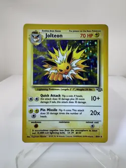 Jolteon Jungle Set 4/64 Unlimited Holo Rare LP WOTC Vintage Pokemon TCG - Image 1