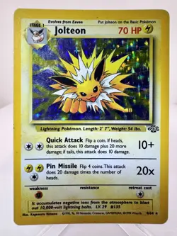 Jolteon Jungle Set 4/64 Unlimited Holo Rare LP WOTC Vintage Pokemon TCG - Image 2
