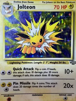 Jolteon Jungle Set 4/64 Unlimited Holo Rare LP WOTC Vintage Pokemon TCG - Image 3