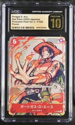 CGC 10 PRISTINE One Piece 2022 Portgas D. Ace P-028 Promotion Pack Vol. 2 - Image 1