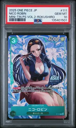 2025 ONE PIECE JPN MINI-TIN PACK SET VOL.2 KOUSHI ROKUSHIRO NICO ROBIN PSA 10 - Image 1