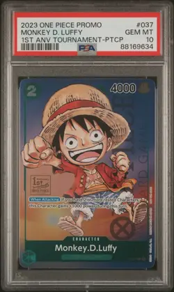 One Piece P-037 Luffy 1st Anniversary Tournament Participant Promo PSA 10 - Image 1