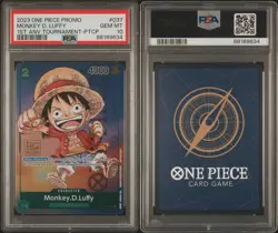 One Piece P-037 Luffy 1st Anniversary Tournament Participant Promo PSA 10 - Image 2