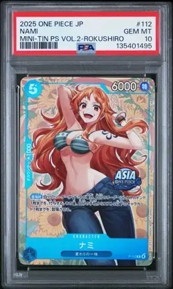 2025 ONE PIECE JPN MINI-TIN PACK SET VOL.2 KOUSHI ROKUSHIRO #112 NAMI PSA 10 - Image 1
