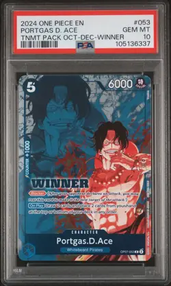 2024 ONE PIECE TOURNAMENT PACK OCTOBER-DECEMBER WINNER 053 PORTGAS D. ACE PSA 10 - Image 1