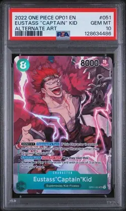 2022 One Piece Eustass "Captain" Kid OP01-051 Alternate Art PSA 10 Pre-errata - Image 1