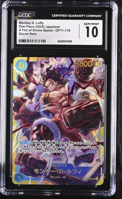 Monkey D. Luffy OP11-118 -Japanese One Piece Divine Speed SEC - CGC GEM MINT 10 - Image 1