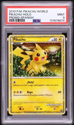 PSA 9 Pikachu Holo Promo Spanish Pikachu World Collection 2010 Pokemon Card - Image 1