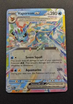 Pokemon TCG Vaporeon EX Double Rare Holo Card 23/131 Prismatic Evolutions NM - Image 1
