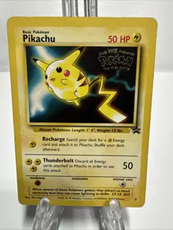 Pikachu #4 Black Star Promo Pokemon Card First Movie WB STAMP WOTC1999 - Image 1