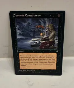 Magic the Gathering MTG Ice Age Demonic Consultation Writing on the Back of Card - Image 1