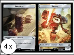 MTG - 4 x Robot (3/3) / Treasure (0018) Token - Playset 4x x4 - Fallout - Image 1