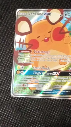 pokemon dedenne gx 195a/214 alternate art holo promo 160hp en trading card - Image 1