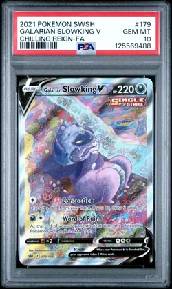 PSA 10 Galarian Slowking V 179/198 2021 Pokemon SWORD & SHIELD Chilling Reign - Image 1