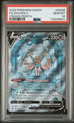 PSA 10 Zacian V Full Art GG48/GG70 Crown Zenith Galarian Gallery Pokemon 2023 - Image 1