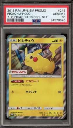 Pokemon Pikachu 7-11 Special Set Japanese Holo Promo 242/SM-P PSA 10 Gem Mint - Image 1